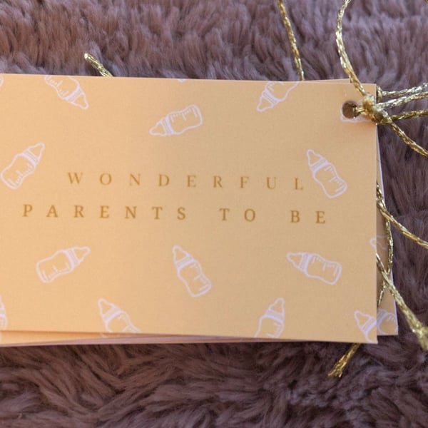 5 Baby shower  Milk bottle Gift tags yellow, blue, pink