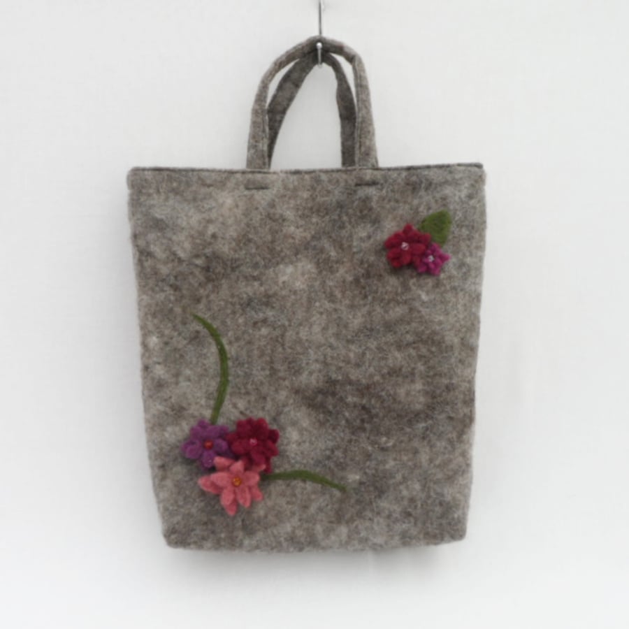 Felted Tote Bag with flower detail
