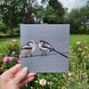 Long-tailed tit card - Valentine's day, Couple, Pair of birds, blank bird card