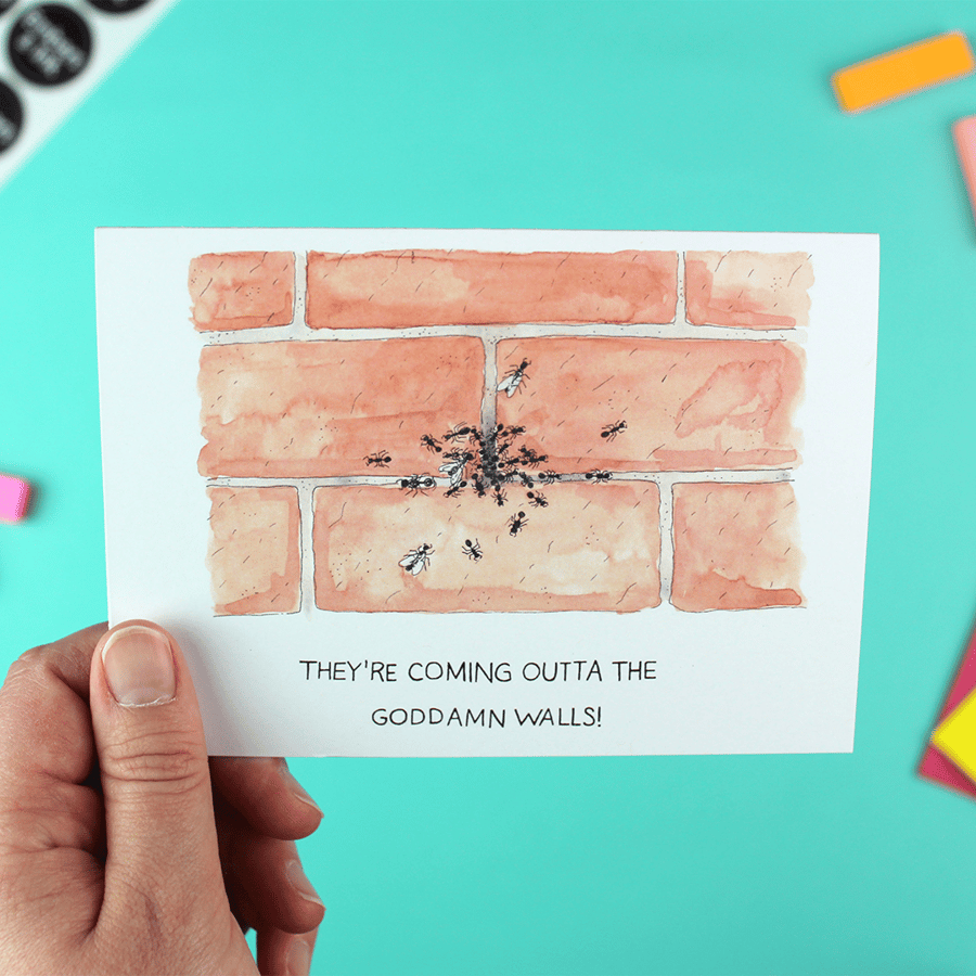 They're Coming Outta the Goddamn Walls! Movie Quote Illustration - A6 Card