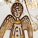 Ceramic Angel decoration in rustic autumnal brown