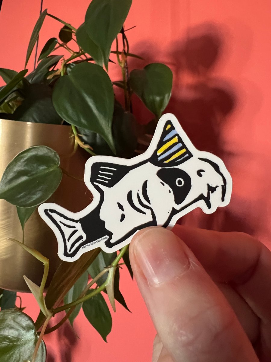 Party Panda Corydora Lino Print Vinyl Sticker