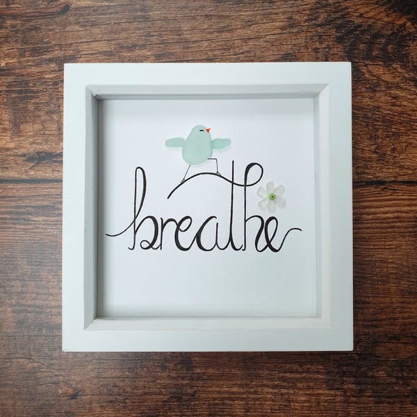 Handwritten sea glass BREATHE 