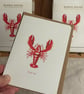 Lobster Pinch Me Pinch Moi Anniversary Card Cute Watercolor Seafood Card (QM283) - Image 4