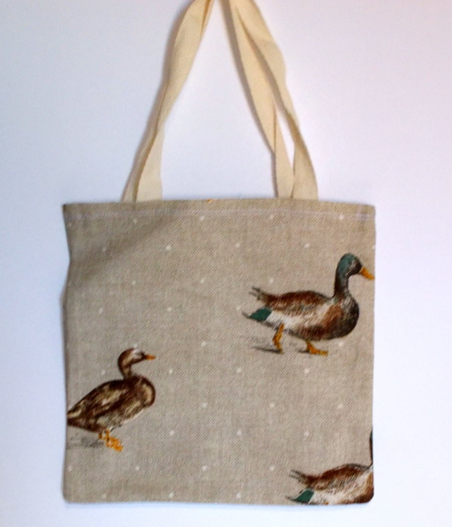Mini tote bag printed with mallards