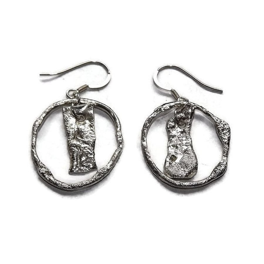 reticulated sterling silver hoop earrings