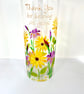 Hand Painted Glass Vase. Thank You Vase for Teacher. Sunflower and Iris