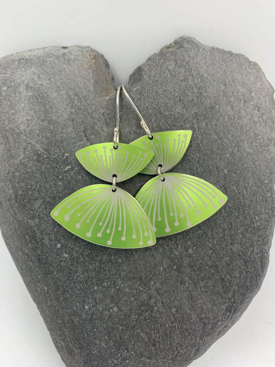 lime green aluminium seed head earrings