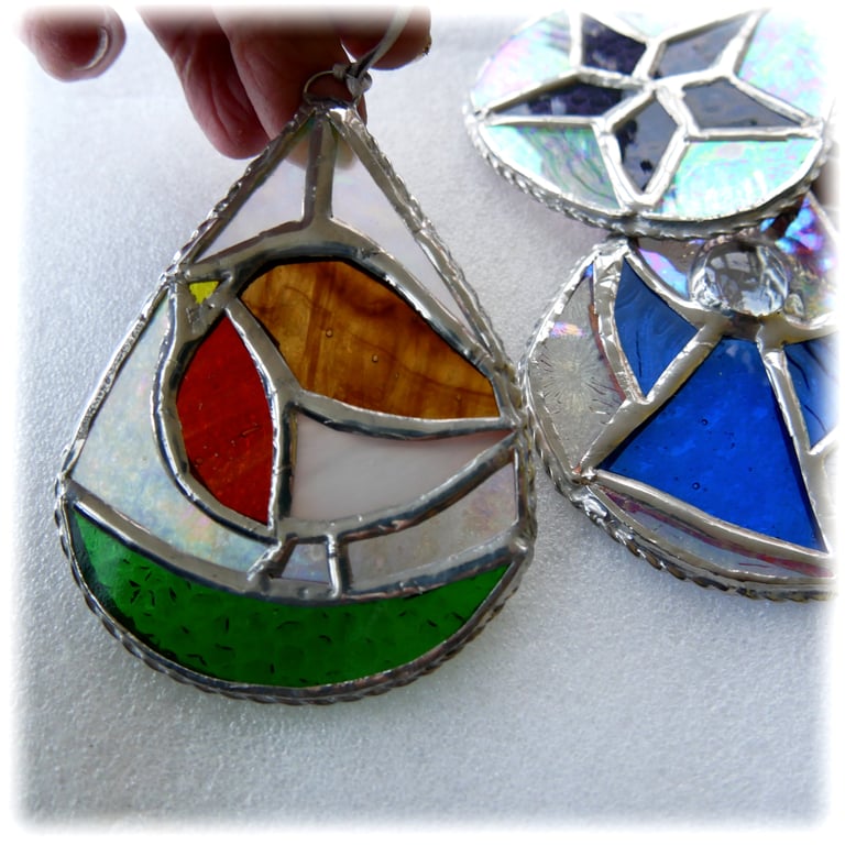 Teardrop Decoration Robin Stained Glass Suncatcher Christmas
