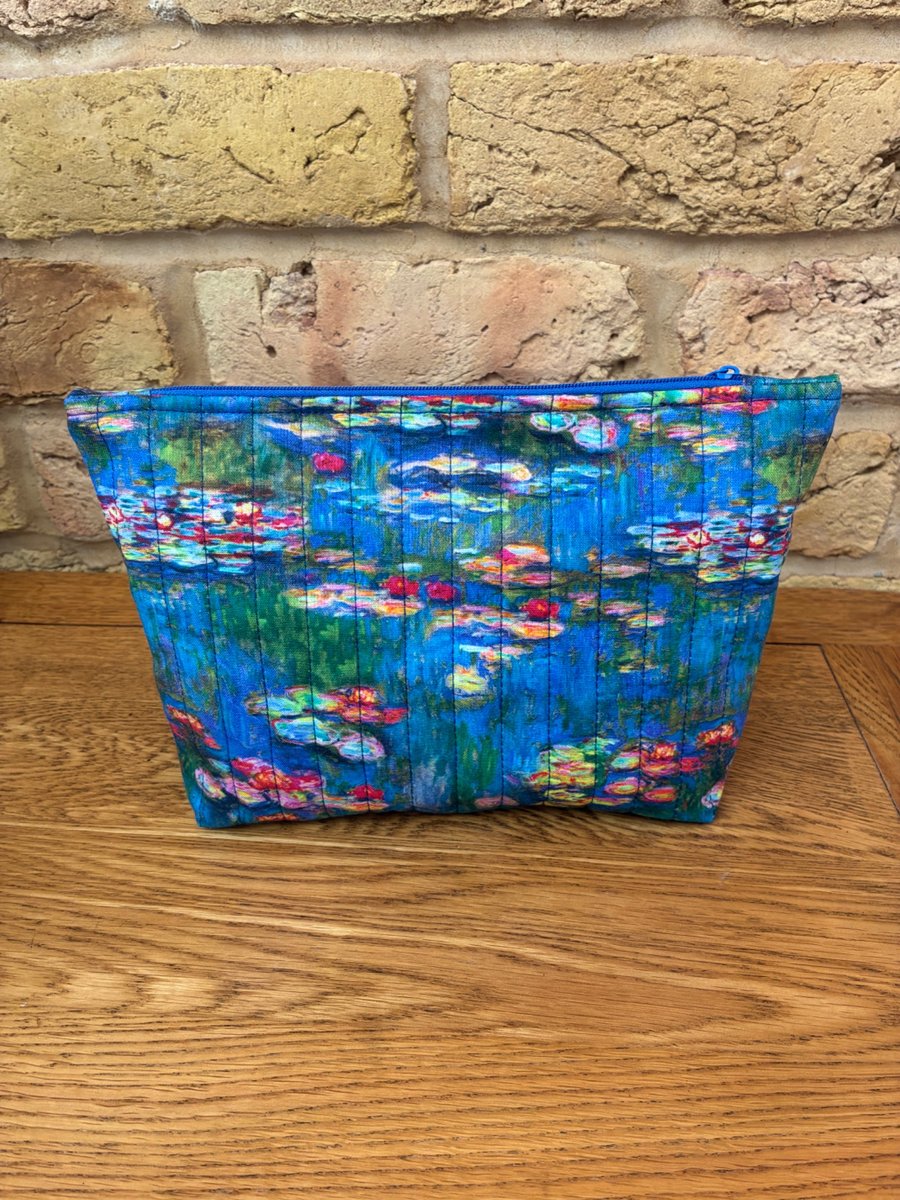 Monet Water Lilies Quilted Fabric Makeup Bag
