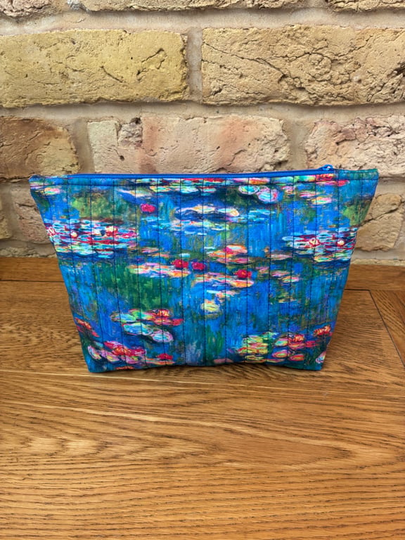 Monet Water Lilies Quilted Fabric Makeup Bag