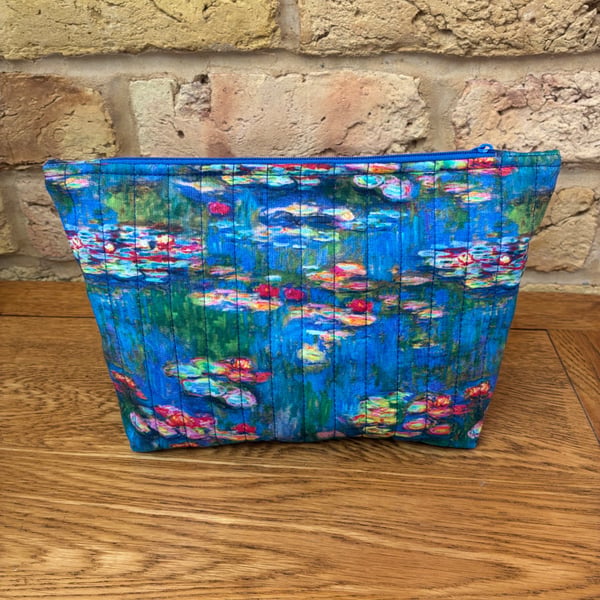 Monet Water Lilies Quilted Fabric Makeup Bag