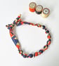 Orange, Black  & Cream or Straw Coloured Slogan Liberty Print Fabric Necklace - Image 1