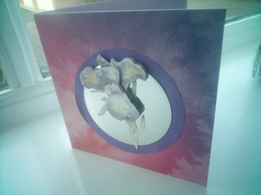 Iris decoupage birthday card