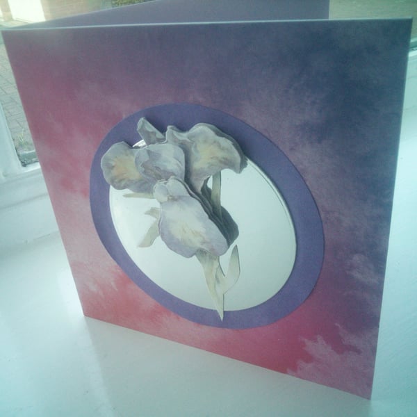 Iris decoupage birthday card