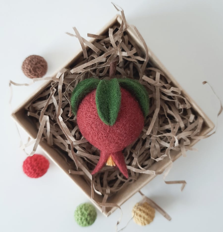 Seconds Sunday- Needle Felted Pomegranate Brooch