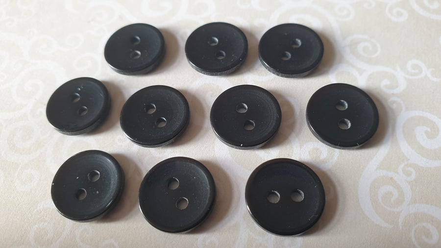 12.5mm 20L Solid Black saucer Buttons