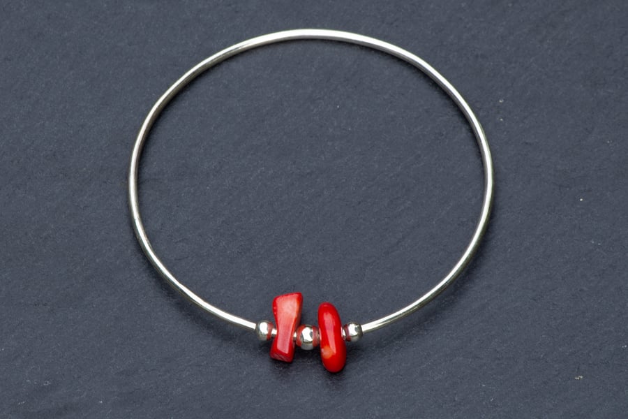 Red Coral Bangle - Folksy