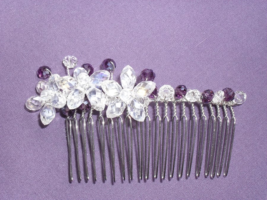 Crystal Flower Hair Comb HC027