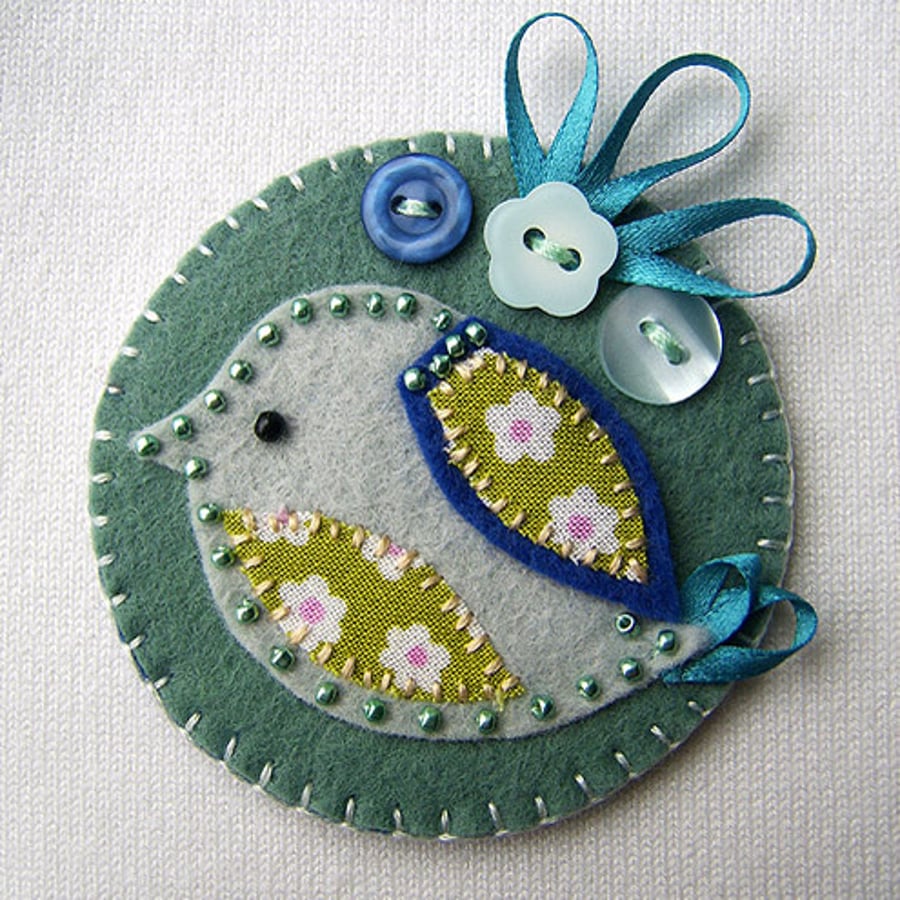 Little Bird Fabric Brooch