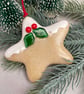 Gingerbread Star - Fused Glass Christmas Tree Decoration - Image 1