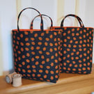 Fabric Trick or Treat Bag: pumpkins on black