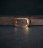 Dark Patina Full Grain Pull-Up Belt Gold-Tone Rectangular Buckle 25mm - Image 1