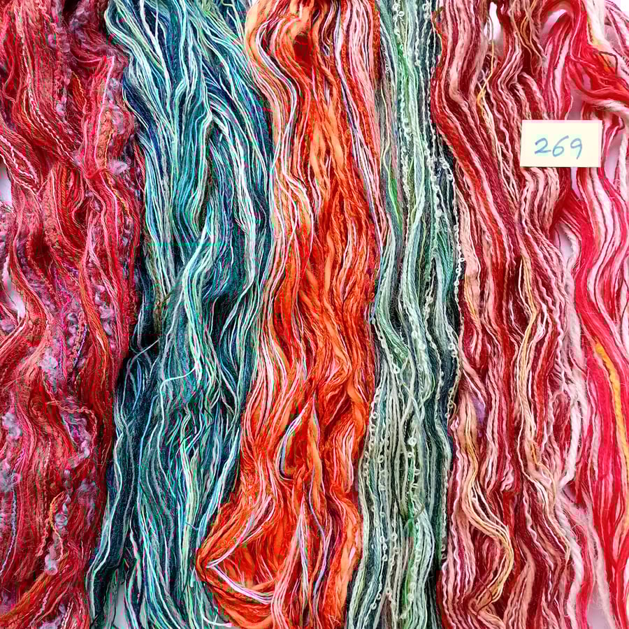 Textured yarns, creative threads, mixed media fibres, weaving thrums