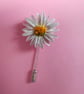 WHITE DAISY PIN : Hand Painted Marguerite Daisy Lapel Flower Brooch - Image 1