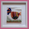 HANDMADE FUSED GLASS  'BUSY BIRD' PICTURE