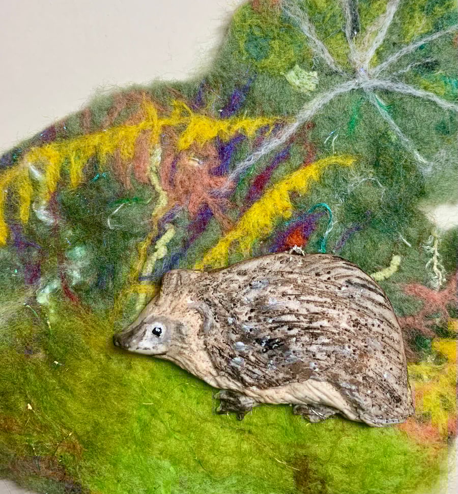 Hedgehog in a felted landscape 
