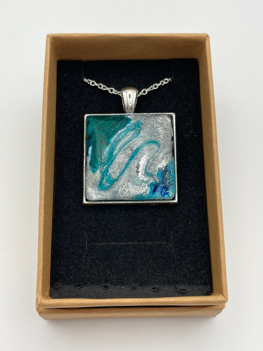 Teal swirl necklace