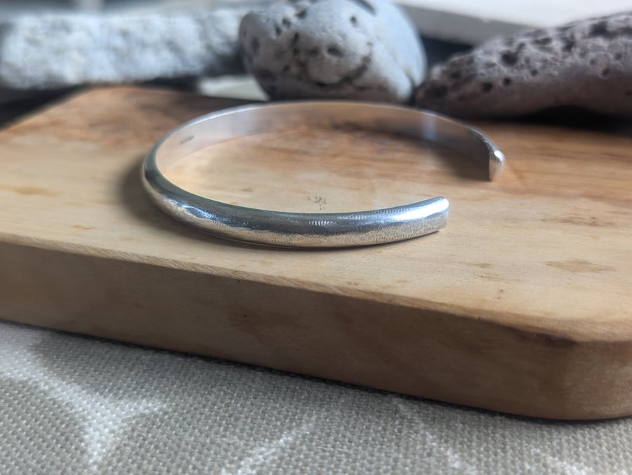 Textured Bangle, Recycled Sterling Silver