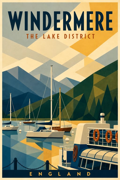 Windermere Lake District Art Print - A4