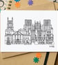 Wells Skyline Greetings Card - Image 1