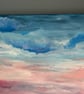 Dusk sky over distant hills . Soft pink and blue original acrylic painting 20x16 - Image 3