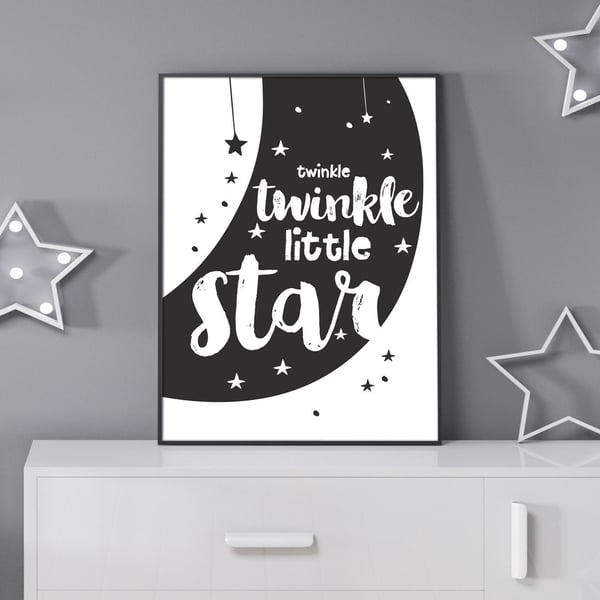 Twinkle Twinkle Little Star Wall Art Print, Nursery Rhyme Print, Nursery Print