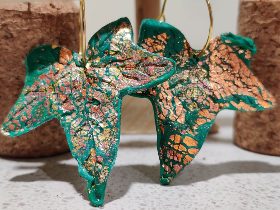 Gold Leaf polymer clay earrings
