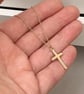 Handmade 9ct solid yellow gold small cross pendant on a trace chain - Image 6
