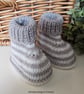 Baby Boy's Hand Knitted 95% Merino Wool Booties 0-3 months size 