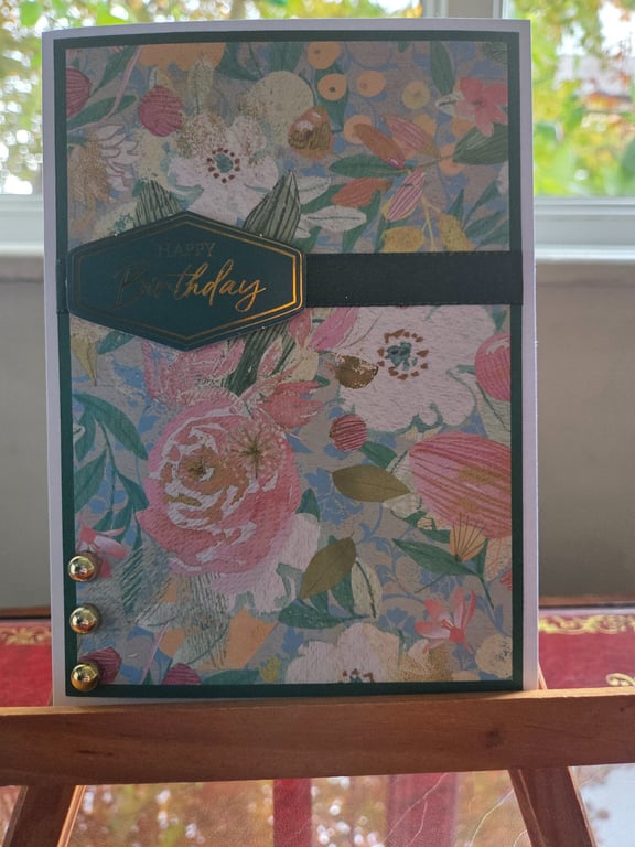 Summer flower themed in green 'happy birthday'