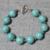 Chunky Turquoise Stone Bead and Metal Spacer Bracelet