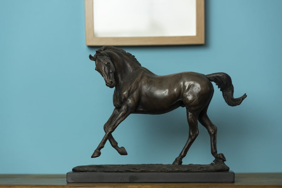 Playing Horse Animal Statue Large Bronze Resin Indoor Sculpture