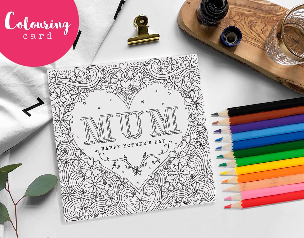 Mother's Day Colouring Card