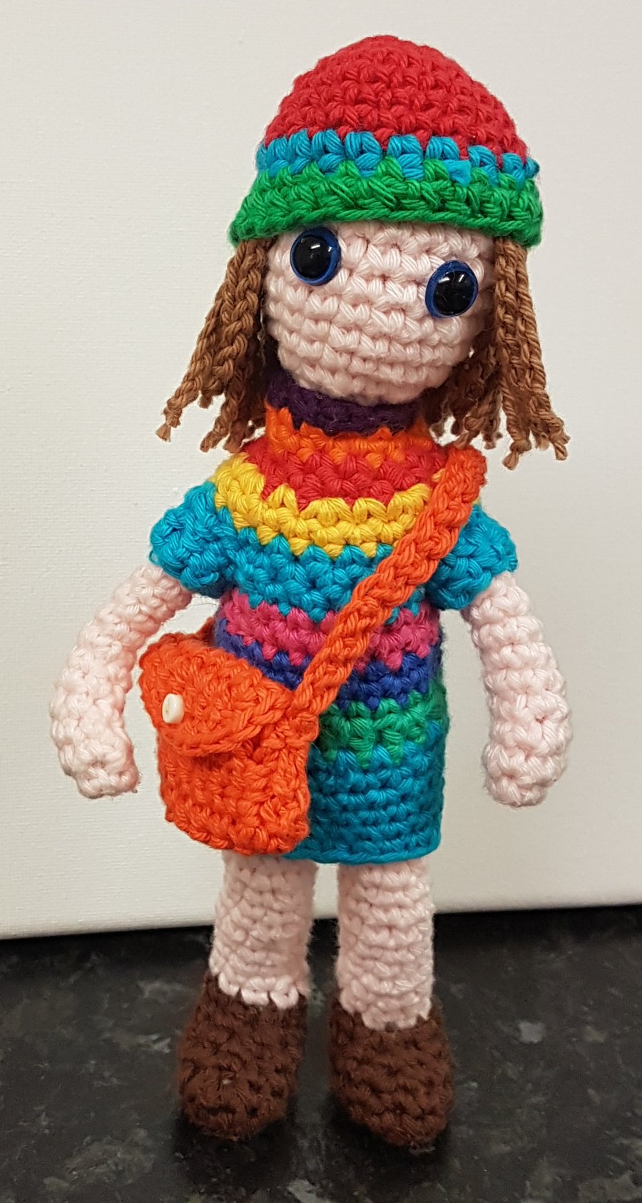 Crochet doll with bag 