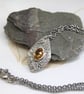 Silver Leaf Nature Pendant with Large Citrine Gemstone - Image 3