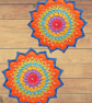 set of 2 colourful crochet mandala doilies - Image 1