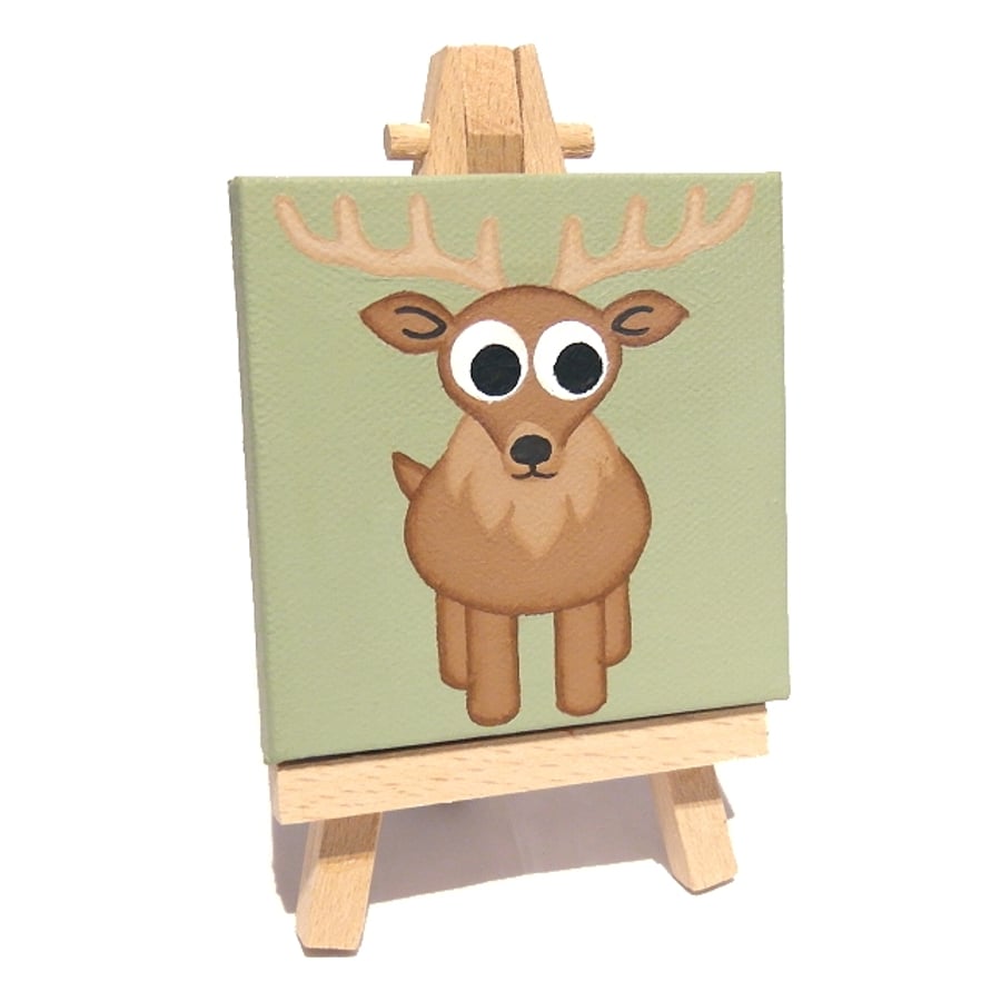 Sold Stag Miniature Canvas and Easel