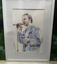 Original framed A3 artwork of Midge Ure at Live Aid 1985