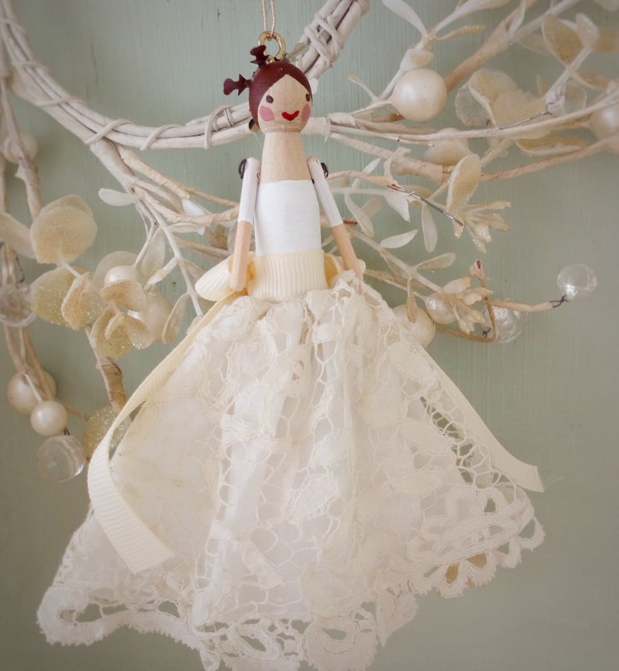 Handmade peg doll fairy decoration